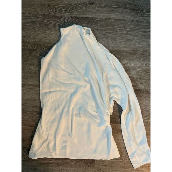 Zara EUC Limited Edition One Sleeve Blouse Top White Size M - Picture 8 of 12